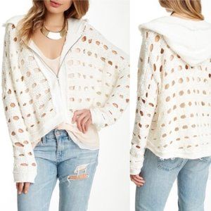 Free People Flurry Open Knit Hooded Cardigan